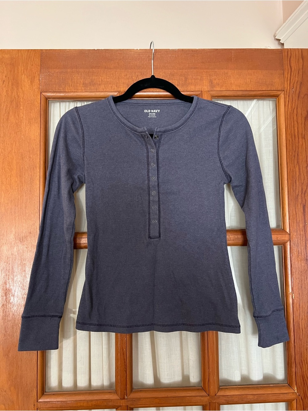 Cozy Blue Ribbed Henley